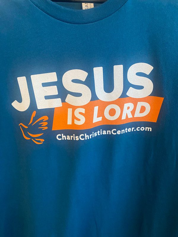 Blue Jesus Is Lord t-shirt from Charis Christian Center