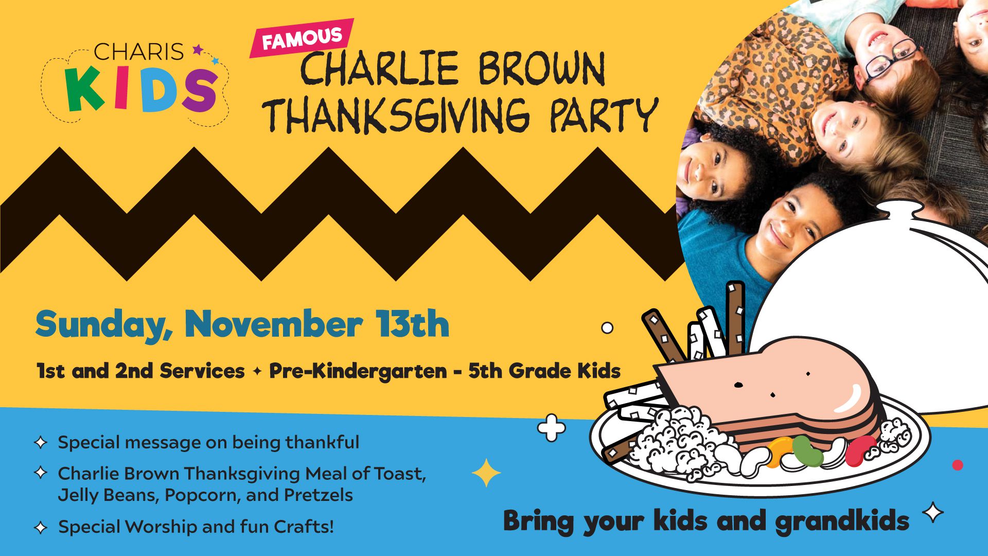 Famous Charlie Brown Thanksgiving Party at Charis Christian Center