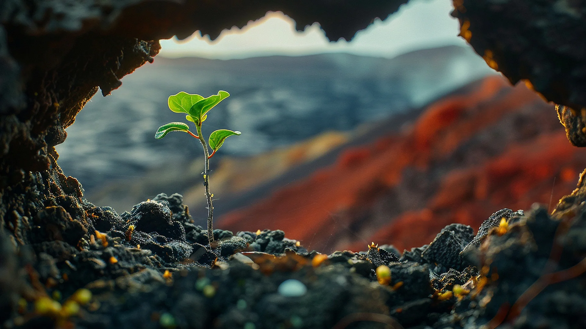 Plant growing from soil